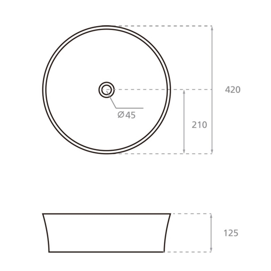 Bathco 4087 - Waskom voor op het werkblad VOLTA Ø 42 cm porselein/wit