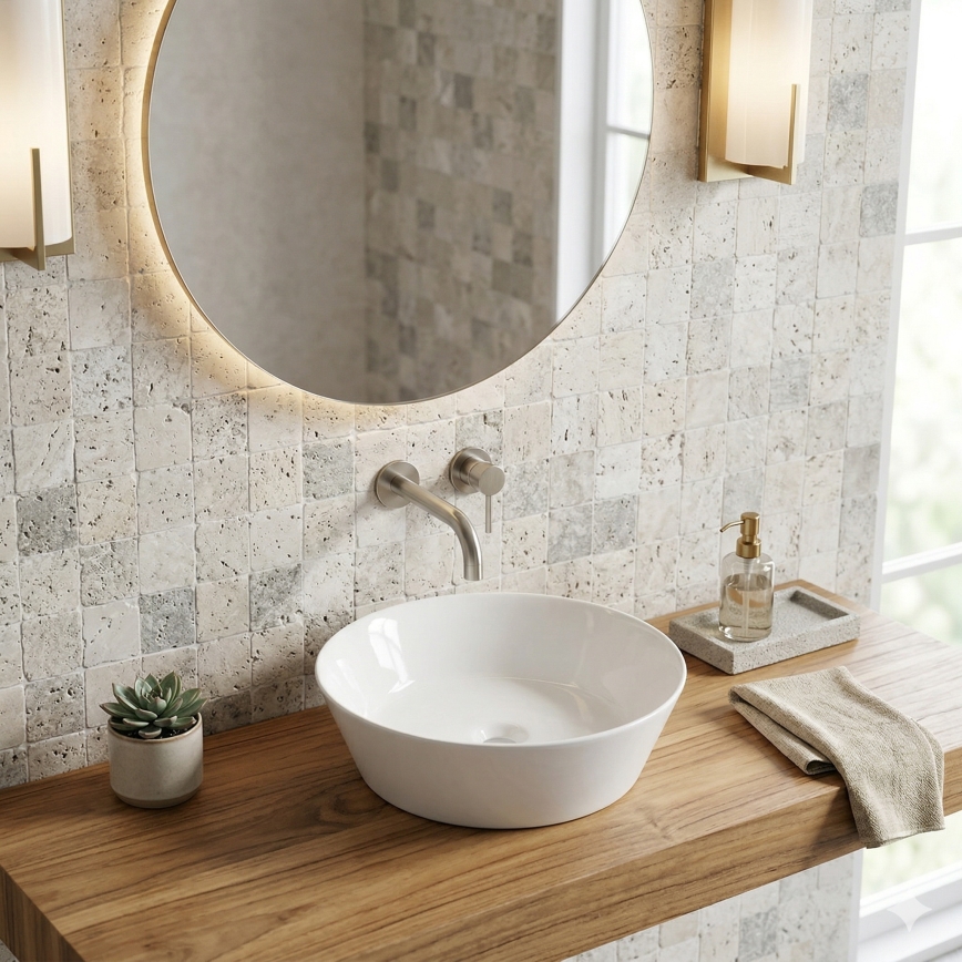 Bathco 4087 - Waskom voor op het werkblad VOLTA Ø 42 cm porselein/wit