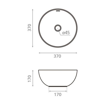 Bathco 4131 - Opzetwastafel BARI Ø 37 cm porselein/wit