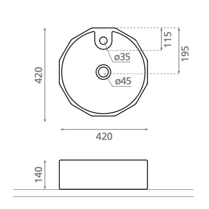 Bathco 4158 - Opbouwwastafel CIRCUS Ø 42 cm porselein/wit