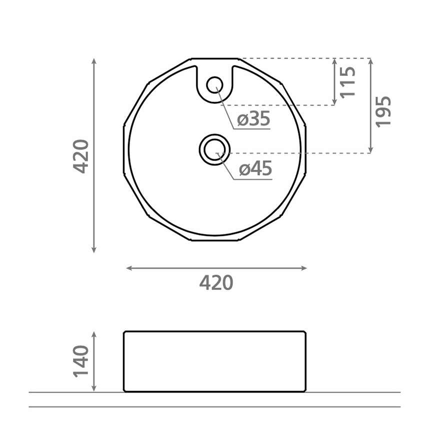 Bathco 4158 - Opbouwwastafel CIRCUS Ø 42 cm porselein/wit
