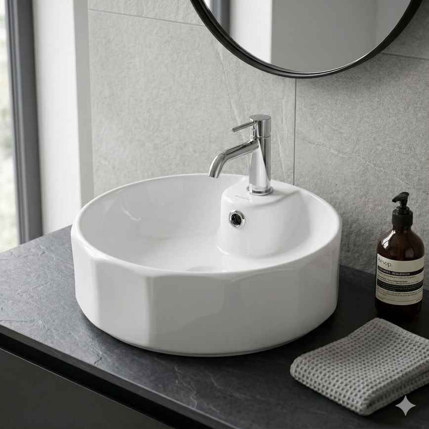 Bathco 4158 - Opbouwwastafel CIRCUS Ø 42 cm porselein/wit