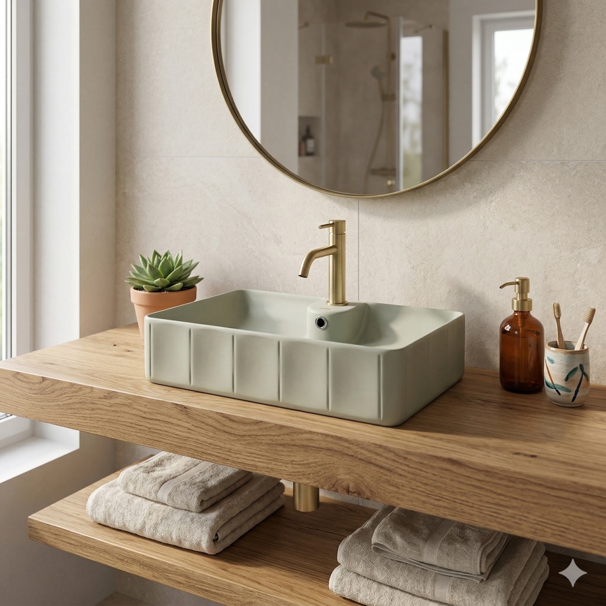 Bathco 4161 - Opzetwastafel CIRCUS 61x40,5 cm porselein/beige