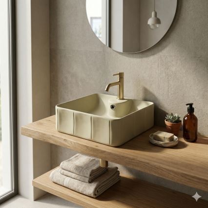 Bathco 4162 - Opbouwwastafel CIRCUS 40x40 cm porselein/beige