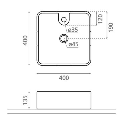 Bathco 4163 - Opzetwastafel CIRCUS 40x40 cm porselein/wit