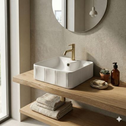 Bathco 4163 - Opzetwastafel CIRCUS 40x40 cm porselein/wit