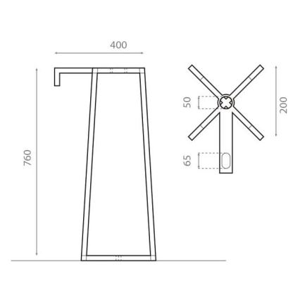 Bathco 8216 - Onderstel voor wastafel VOLTA 76x40 cm, staal / glanzend chroom