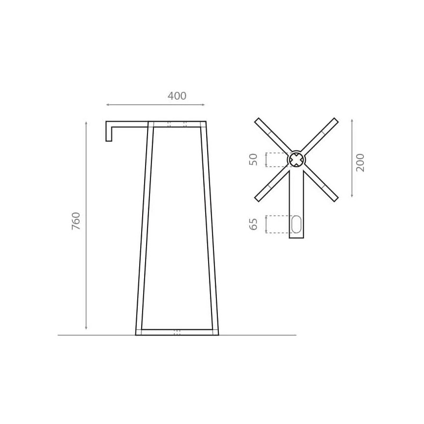 Bathco 8216 - Onderstel voor wastafel VOLTA 76x40 cm, staal / glanzend chroom