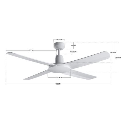 BAYSIDE 213025 - Buiten plafondventilator NAUTILUS IP55 wit