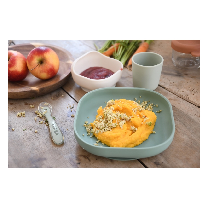 Beaba - Eetset voor kinderen Sage Green, 4-delig