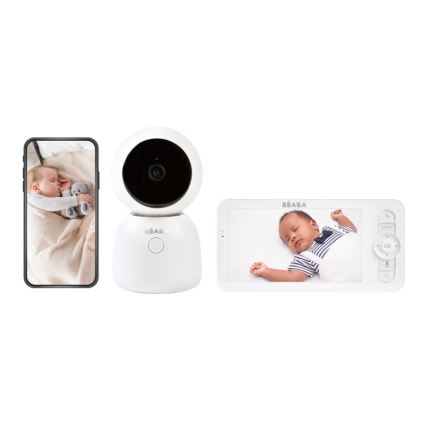 Beaba - Slimme oplaadbare babyfoon met ZEN NIGHT 720p 5V 4000 mAh Wi-Fi wit