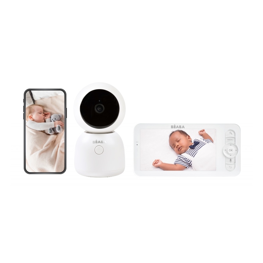Beaba - Slimme oplaadbare babyfoon met ZEN NIGHT 720p 5V 4000 mAh Wi-Fi wit