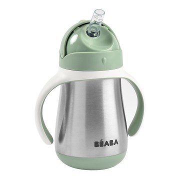 Beaba - Thermisch geïsoleerde drinkbeker met rietje 250 ml groen