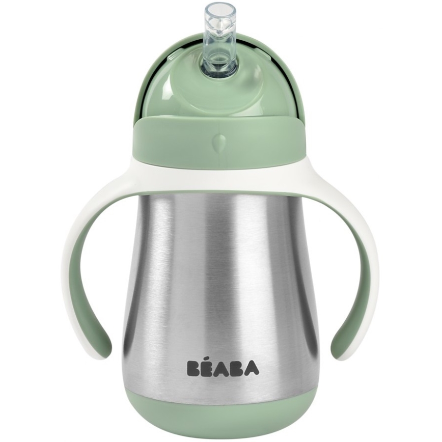 Beaba - Thermisch geïsoleerde drinkbeker met rietje 250 ml groen