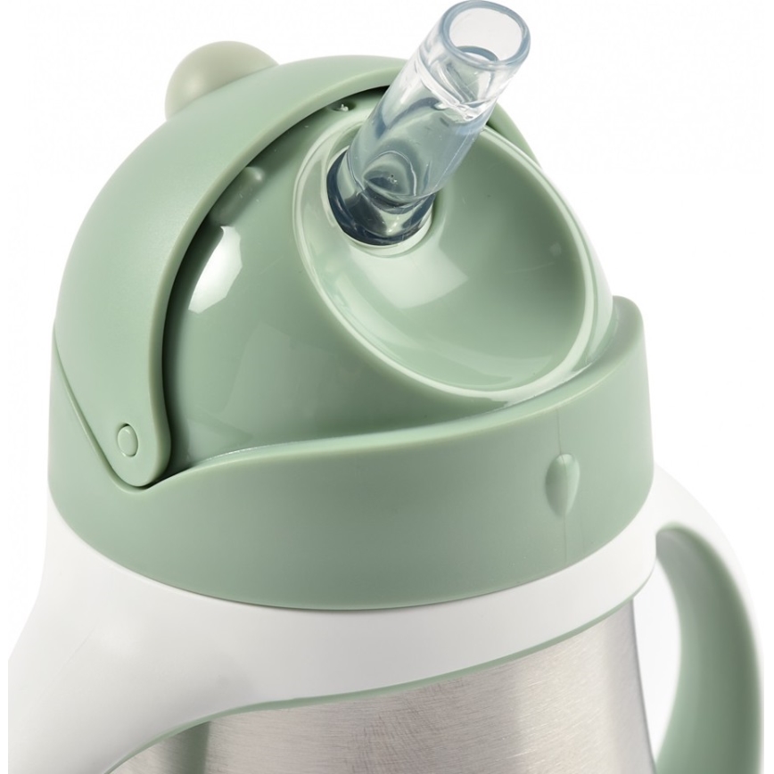 Beaba - Thermisch geïsoleerde drinkbeker met rietje 250 ml groen