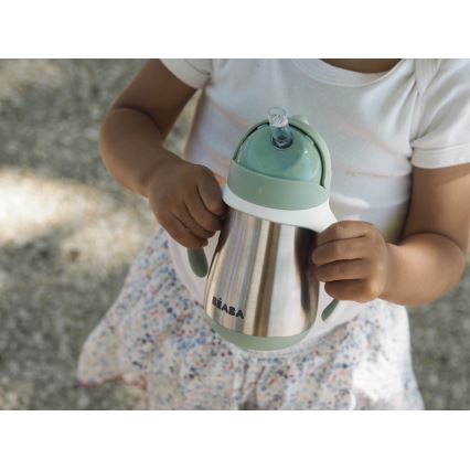 Beaba - Thermisch geïsoleerde drinkbeker met rietje 250 ml groen