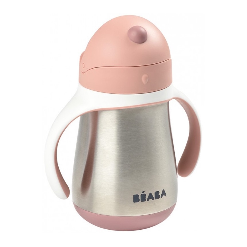 Beaba - Thermisch geïsoleerde drinkbeker met rietje, 250 ml, roze