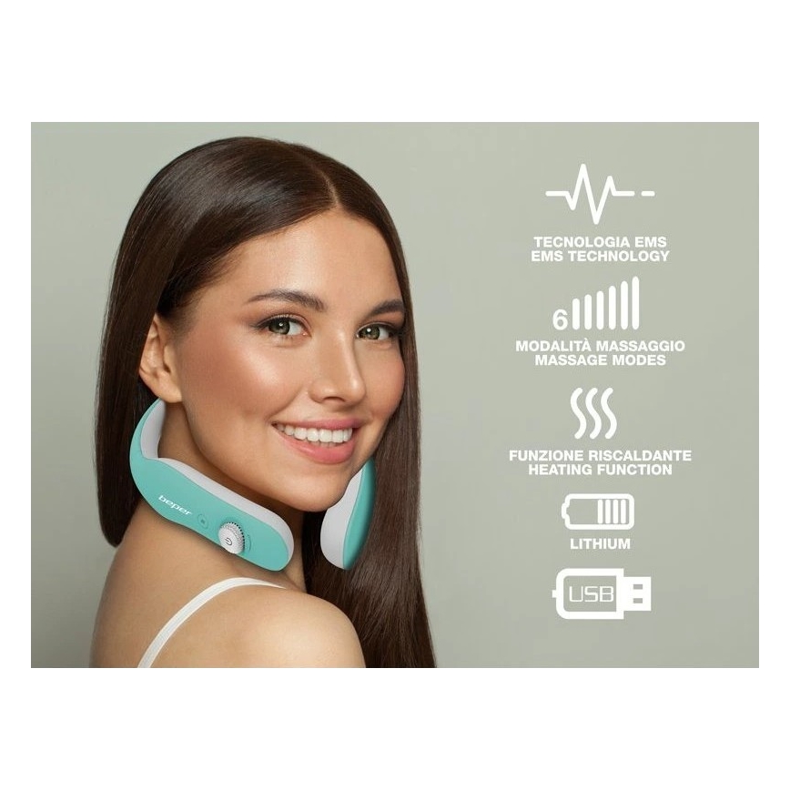 Beper - Oplaadbaar EMS-nekmassageapparaat 5V/900 mAh mintgroen