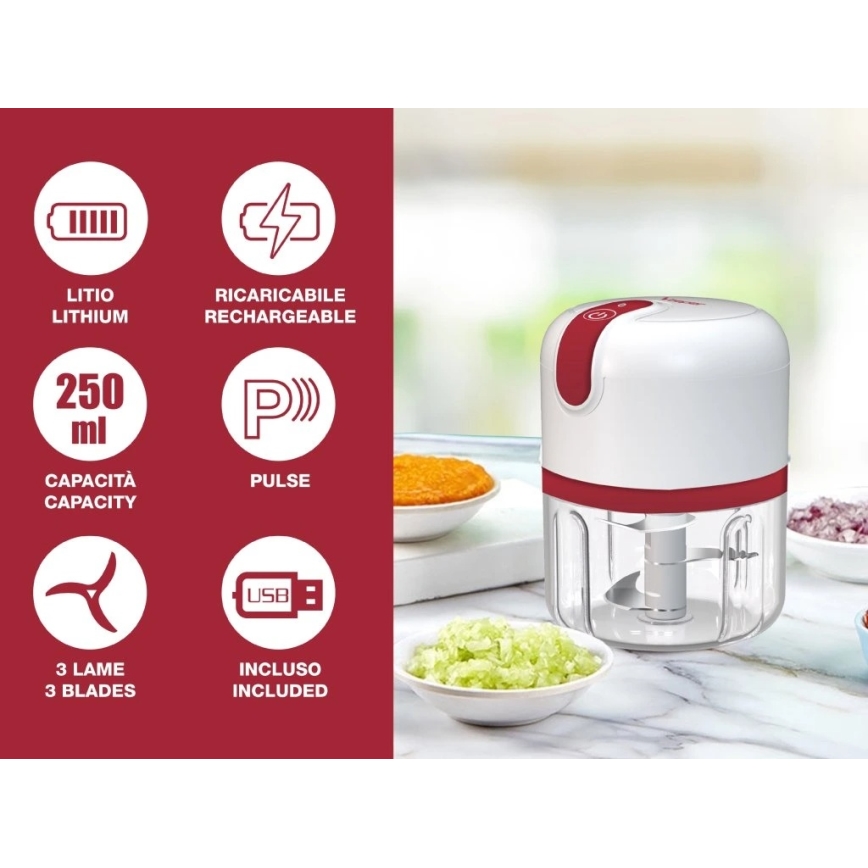 Beper - Oplaadbare hakmolen 30W/5V 1500 mAh 250 ml