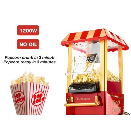 Beper - Popcornmaker 1200W/230V rood