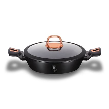 BerlingerHaus - Braadpan met marmeren oppervlak + deksel 28 cm zwart/roze goud