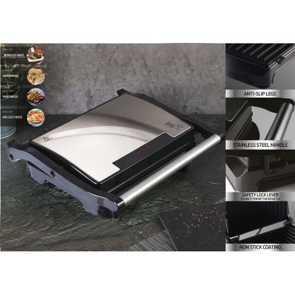 BerlingerHaus - Contactgrill met antiaanbaklaag 1500W/230V roestvrij staal/zwart