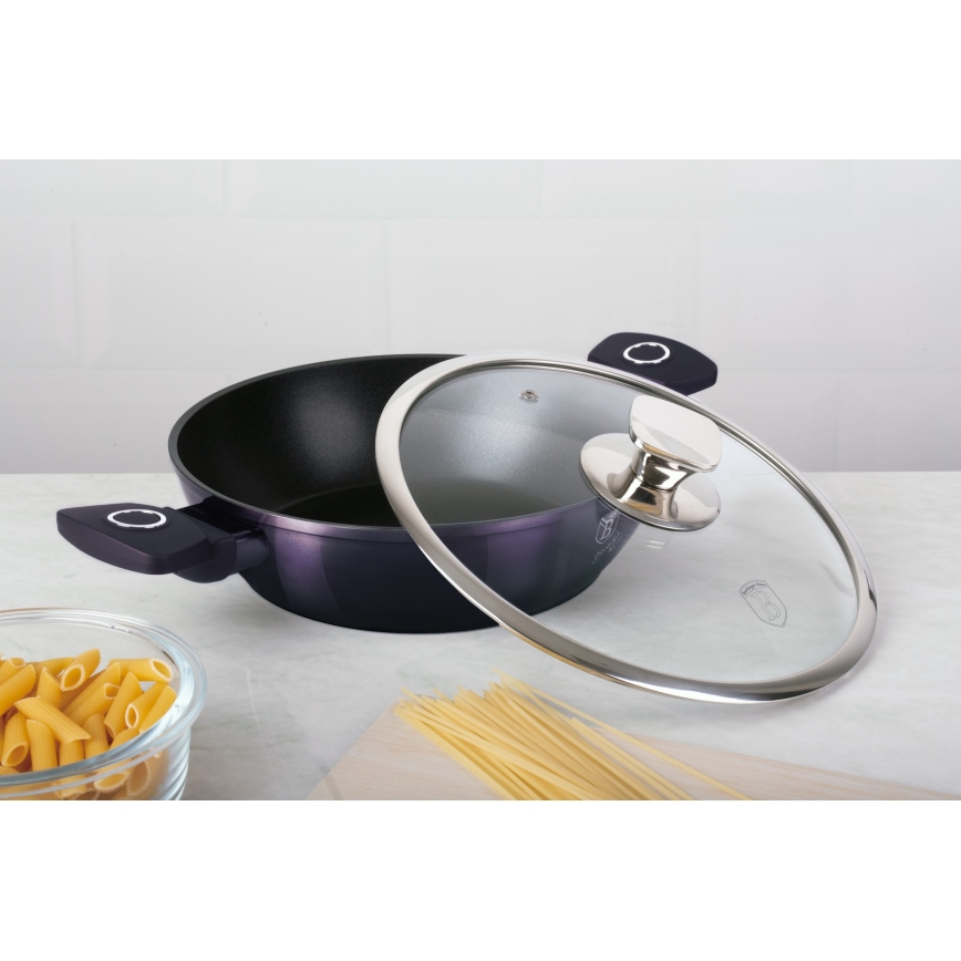 BerlingerHaus - Ondiepe kookpan met titanium oppervlak + deksel 24 cm paars