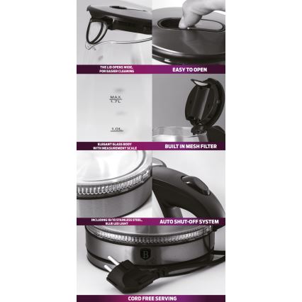 BerlingerHaus - Waterkoker 1,7 l 2200W/230V roestvrij staal/paars