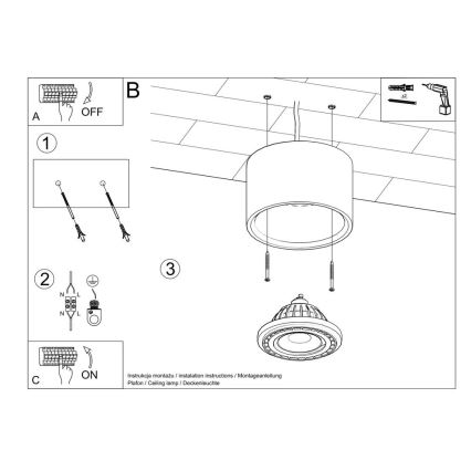 Betonnen Plafondlamp BASIC AR111 1x GU10 / 40W / 230V