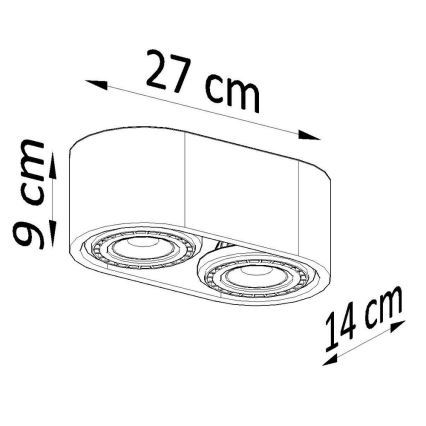 Betonnen Plafondlamp BASIC AR111 2x GU10 / 40W / 230V