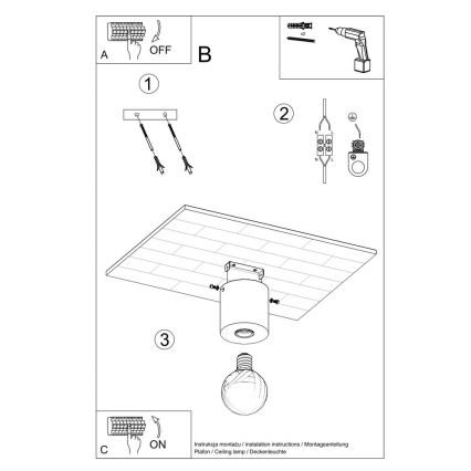 Betonnen plafondlamp SALGADO 1x E27 / 60W / 230V