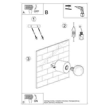 Betonnen Wandlamp SALGADO 1x E27 / 60W / 230V