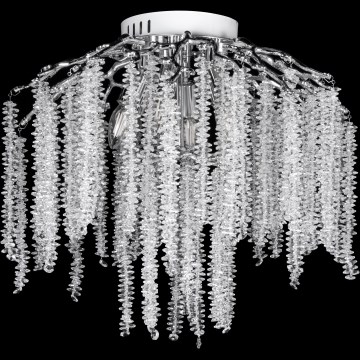 Bevestigde hanglamp 6xE14/60W/230V + 3xLED/3W diameter 54 cm glanzend chroom