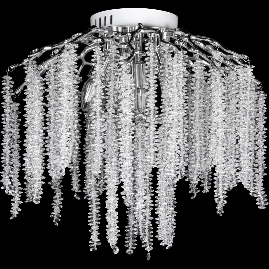 Bevestigde hanglamp 6xE14/60W/230V + 3xLED/3W diameter 54 cm glanzend chroom