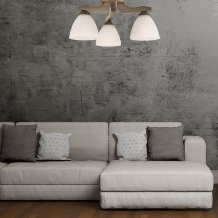 Bevestigde hanglamp ADRIANO 3xE27/60W/230V beuken