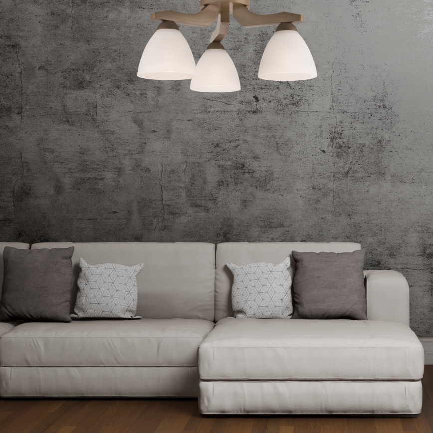 Bevestigde hanglamp ADRIANO 3xE27/60W/230V beuken