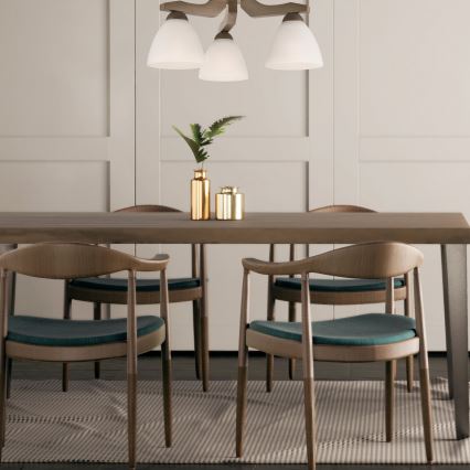 Bevestigde hanglamp ADRIANO 3xE27/60W/230V beuken