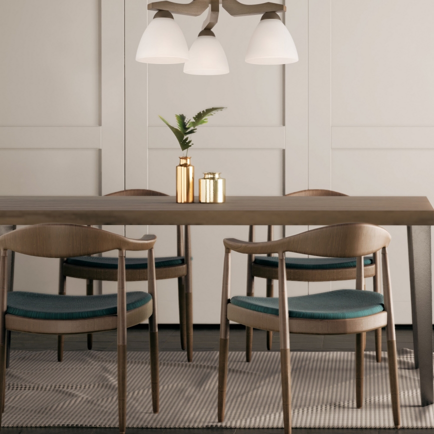 Bevestigde hanglamp ADRIANO 3xE27/60W/230V beuken