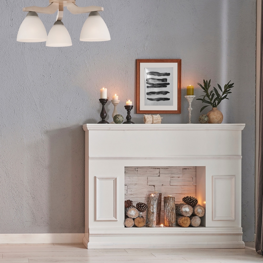 Bevestigde hanglamp ADRIANO 3xE27/60W/230V beuken