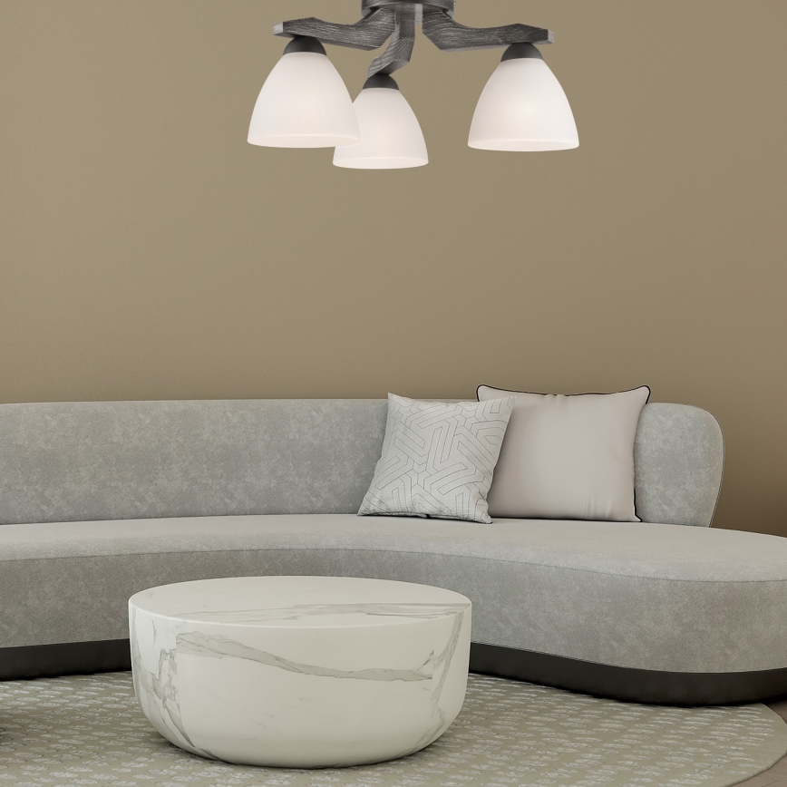 Bevestigde hanglamp ADRIANO 3xE27/60W/230V beuken