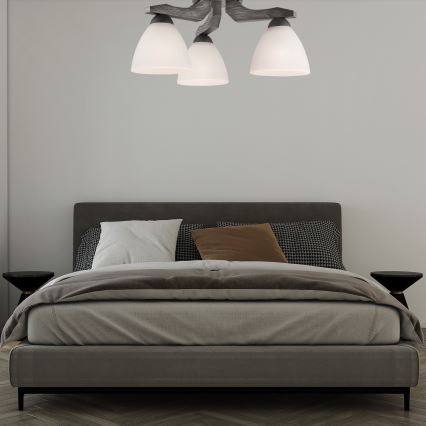 Bevestigde hanglamp ADRIANO 3xE27/60W/230V beuken