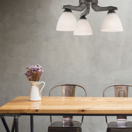 Bevestigde hanglamp ADRIANO 3xE27/60W/230V beuken