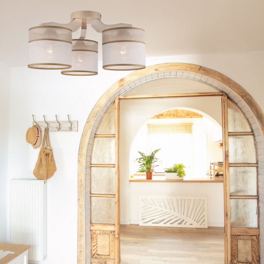 Bevestigde hanglamp ANDREA 3xE27/60W/230V beuken