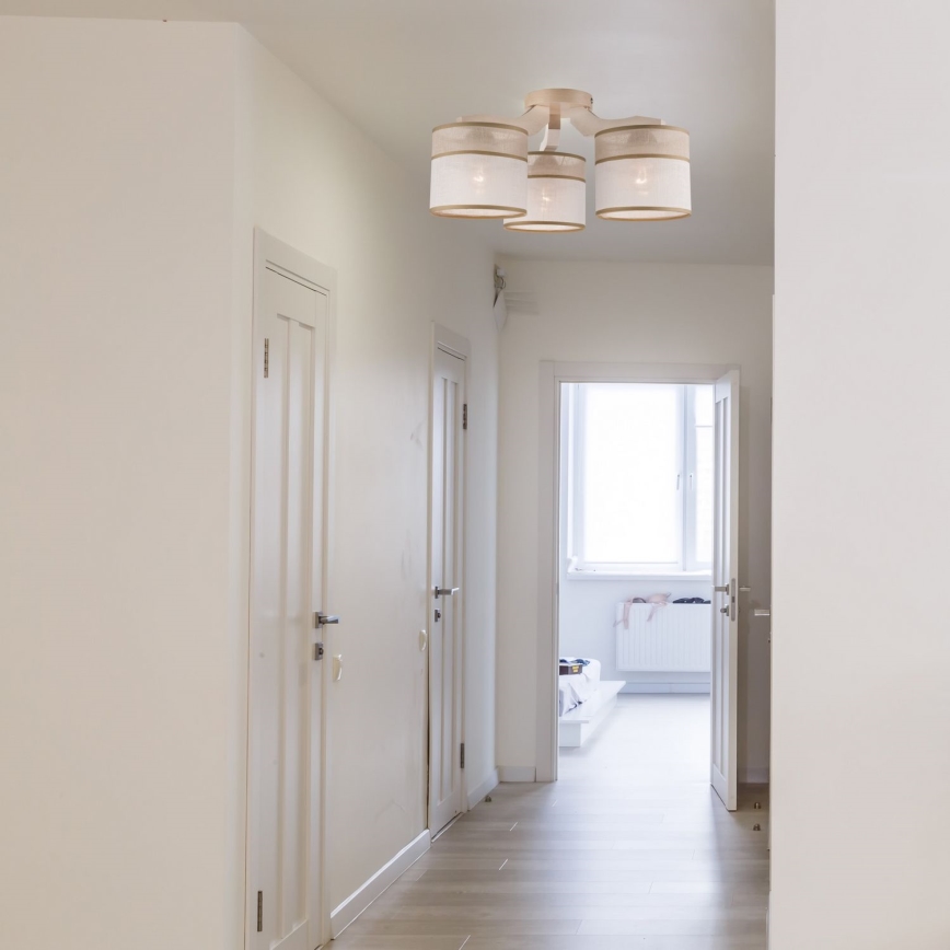 Bevestigde hanglamp ANDREA 3xE27/60W/230V beuken
