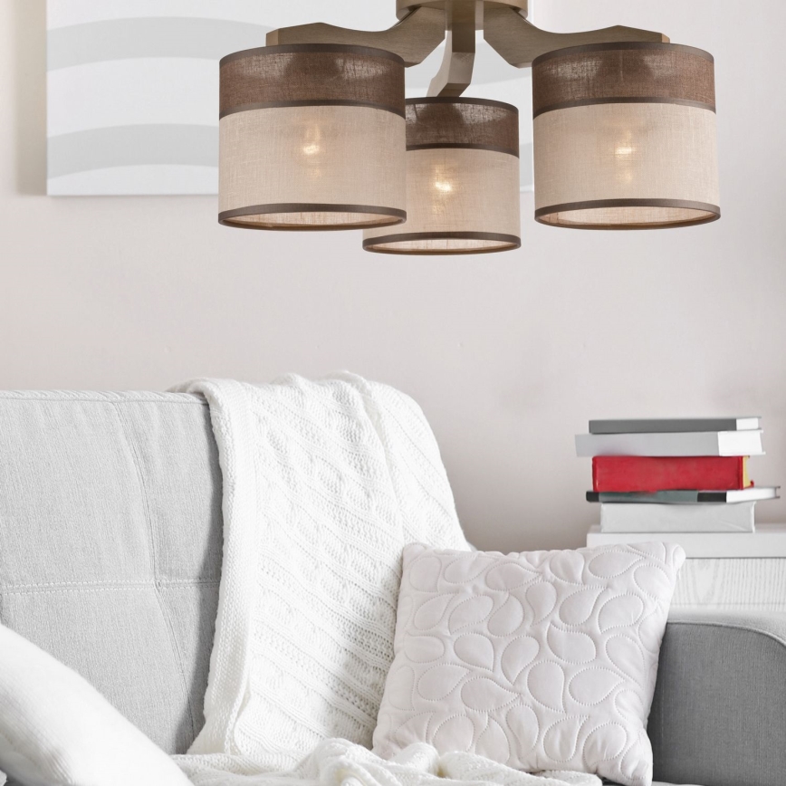 Bevestigde hanglamp ANDREA 3xE27/60W/230V beuken