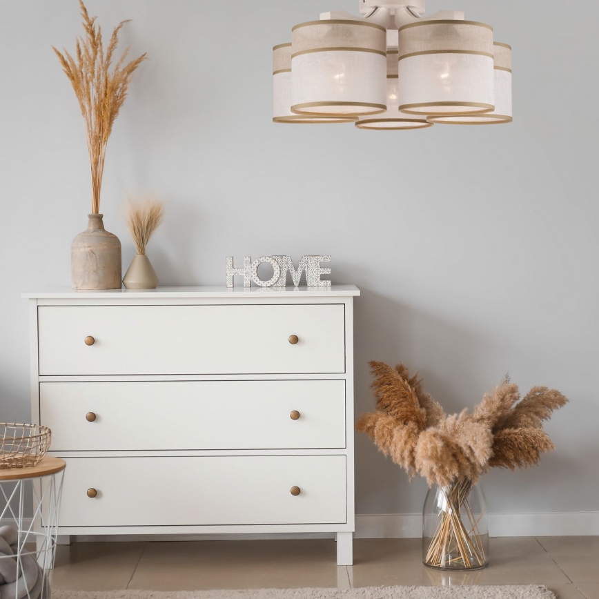 Bevestigde hanglamp ANDREA 5xE27/60W/230V beuken