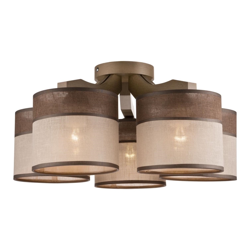 Bevestigde hanglamp ANDREA 5xE27/60W/230V beuken