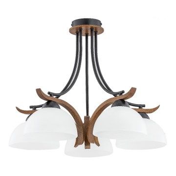 Bevestigde hanglamp BAFIA 5xE27/15W/230V bruin