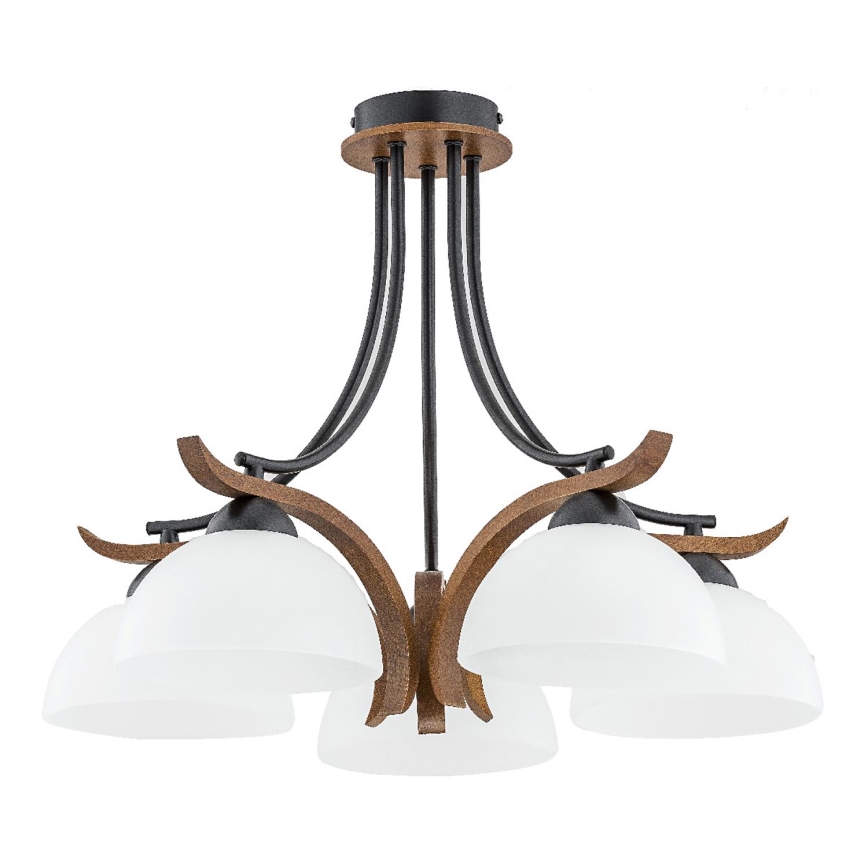 Bevestigde hanglamp BAFIA 5xE27/15W/230V bruin