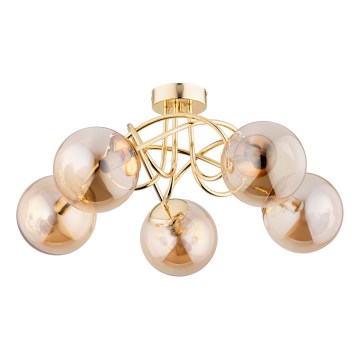 Bevestigde hanglamp BANKO 5xE14/10W/230V goud